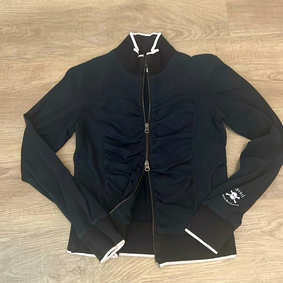 Rip Curl Tops - Ripcurl 100% Cotton Rouched Front Back Graphic Full Zip Mock Neck Sweatshirt M